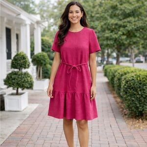 Draper James RSVP Pink Tie Waist Dress Women’s Size M Short Sleeve Tiered